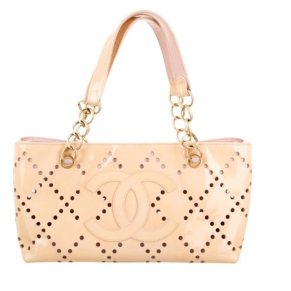 CHANEL Perforated CC Patent Tote - Picture 1 of 4